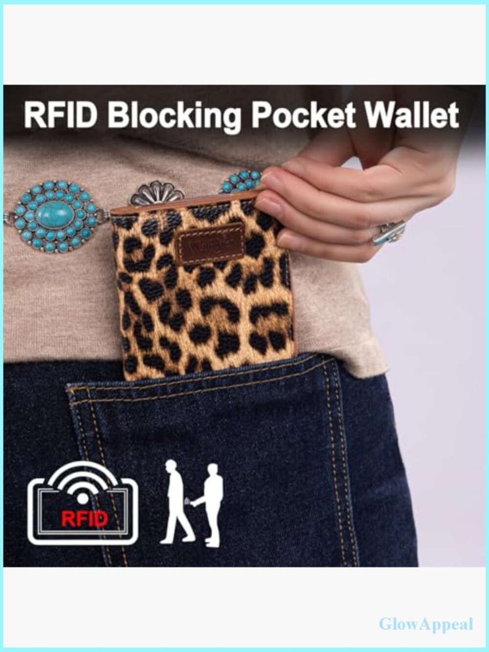 Small Leopard Print Wallet with RFID Lining and Coin Purse - Picture 3 of 6
